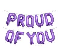 We Are So Proud of You Balloons - 16 Inch | Mylar Foil Balloon Banner For Congratulations Graduation Party Decorations Balloon Banner Perfect for Graduation Decorations 2025 (PROUD OF YOU Purple)