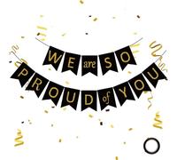 We are So Proud of You Banner for Graduation Celebration (Black&Gold 1)