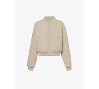 We Are Tala Womens Pebble/sand Brand-embroidered Oversized Recycled Polyester Bomber Jacket M