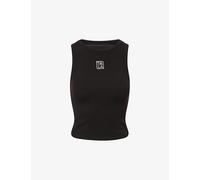 We Are Tala Womens We Are Tala 365 Ribbed Logo Racer Stretch-Woven Top Shadow Black XL