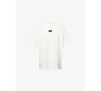 We Are Tala Womens We Are Tala Outdoor Oversized Flocked-Logo Cotton T-Shirt Ivory S