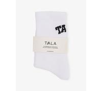 We Are Tala Womens We Are Tala Performance Branded Stretch-Jersey Socks White / Black S/M