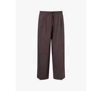 We Are Tala Womens We Are Tala Pinstriped Wide-Leg Woven Trousers Mocha Brown Pinstripe L