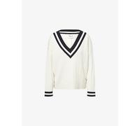 We Are Tala Womens We Are Tala V-Neck Oversized Knitted Cricket Jumper Ivory L
