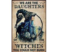 We are The Daughter of The Witch Cat Halloween Metal Tin Poster Indoor & Outdoor Home Bar Coffee Kitchen Wall Decor Halloween Painting Metal Plate 8x12 inch