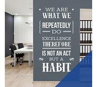 We are What we Repeatedly Do, Excellence Therefore is not an Act but a Habit - Motivational Quote Vinyl Wall Decal Sticker [XLarge] [Mid Blue]