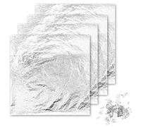 We Art Leaves 100% Pure Edible Silver Leaf Sheets 10x10cm, 100Pcs - Transferable Silver Leaf for Face Mask, Drink Decorations, Bakery, Cake Art Painting, Gilding, DIY Decoration