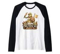 We Bake at Dawn Funny Frog Baker Bread Warrior Raglan Baseball Tee