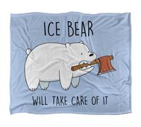 We Bare Bears Will Take Care Of It Silky Supersoft Blanket Light Blue/white (One Size)