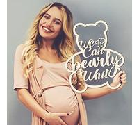 We Can Bearly Wait Baby Shower Decorations Bear Sign Hanging Baby Sign We Can Bearly Wait Gender Reveal Door Hanging Photo Props for Boy Girl Birthday Party(Wooden,Bear Shape)