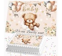 WE CAN BEARLY WAIT BABY SHOWER NEW BABY EDIBLE ICING A4 SIZED CAKE TOPPER DECORATION R1-9052