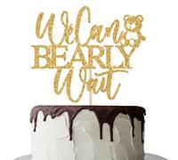 We Can Bearly Wait Cake Topper, Teddy Bear Baby Shower Party Decorations, Baby Bear Theme Baby Shower Gender Reveal Party Supplies Gold Glitter