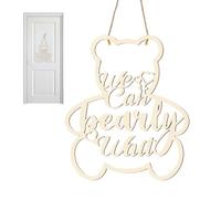 We Can Bearly Wait - Ergonomic Efficient Multipurpose Sign Hanging Bear Sign, Convenient, Gender Detection, Backgrounds, Photo Shower Wood For | Outdoor Indoor Utility