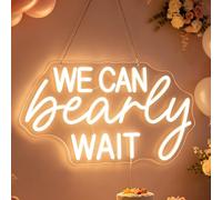 "We Can Bearly Wait" Neon Signs Led Gender Reveal Party Decorations Neon Letters Signs Pregnancy Announcement Party Supplies Baby Shower Yard Signs(warm white)