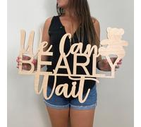 We Can Bearly Wait Wood Sign for backdrop,Bear Themed Party Decorations for Baby Shower Decorations,Gender Reveal Party Supplies