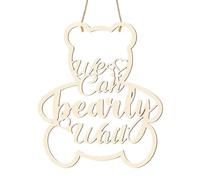 We Can Bearly Wait Wooden Sign | Bear Gender Reveal Door Photo Props | Gender Reveal Backdrop Wall Photo Props for Baby