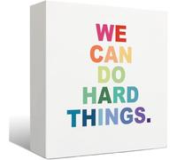 We Can Do Hard Things Inspirational Wood Box Sign Desk Decor for Office Women Men Home Decor Home Office Shelf Table 5x5 Inch