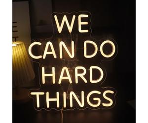 "We Can Do Hard Things" Led Decorative Light Up Neon Signs for Home Kid's Play Room Game Room School Classroom Office Party Wall Art Decorations Birthday Christmas Gifts (Warm white)