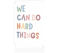 We Can Do Hard Things Tin Signs Positive Affirmation Boho Classroom Sign Rainbow Playroom Metal Sign For High School Elementary Middle School Classroom Wall Decor 8x12in