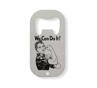 We Can Do It Feminist Graphic Stainless Steel Bottle Opener Silver