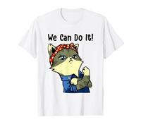 We Can Do It Feminist Retro Cat T-Shirt