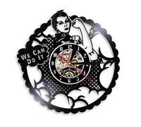 We Can Do It Girl Power Rosie the Riveter Feminist Home Decor Modern Wall Clock Strong Woman Protest Signs Vinyl Record Clock Without LED