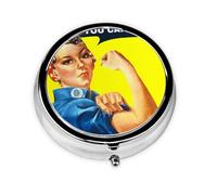 We Can Do It Print Stylish Round Pill Box - Mini Travel Companion for Your Medication