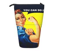We Can Do It Standing Telescopic Pencil Bag Oxford Cloth Bag Portable for Boys Girls Teens Students Office
