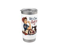 We Can Quilt It Rosie Riveter Quilting Sewing Machine Craft Stainless Steel Insulated Tumbler