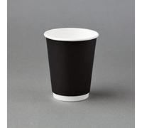 We Can Source It 12Oz Black Double Wall Paper Cups With White Lids Pack Of 500 Disposable Takeaway Coffee Cups For Hot Cold Drink