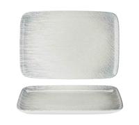 We Can Source It 27 x 20cm Linear Porcelain Rectangular Serving Platters, Pack of 6 Textured Sharing Plates for Starters, Mains & Buffet Dishes