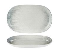 We Can Source It 28 x 18cm Linear Porcelain Oval Serving Platters, Pack of 6 Textured Sharing Plates for Starters, Tapas & Buffet Dishes