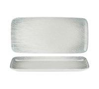 We Can Source It 34 x 16cm Linear Porcelain Rectangular Serving Platters, Pack of 6 Long Textured Sharing Plates for Bread, Grilled Dishes & Buffet Service
