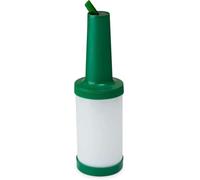 We Can Source It Ltd - 1 Litre Green Plastic Save and Pour Bottle with Spout and Lid - Reusable Storage for Juice, Oil, Sauces and Condiments - Leak-Proof, Easy Pour and Dishwasher Safe