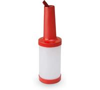 We Can Source It Ltd - 1 Litre Red Plastic Save and Pour Bottle with Spout and Lid - Reusable Storage for Juice, Oil, Sauces and Condiments - Leak-Proof, Easy Pour and Dishwasher Safe