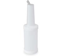 We Can Source It Ltd - 1 Litre White Plastic Save and Pour Bottle with Spout and Lid - Reusable Storage for Juice, Oil, Sauces and Condiments - Leak-Proof, Easy Pour and Dishwasher Safe