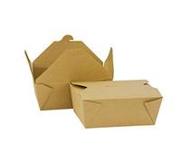 We Can Source It Ltd - 10 x No.4 Kraft Brown Food Boxes 98oz with Folding Lid - Greaseproof Takeaway Meal Containers for Salad, Rice & Pasta - Stackable Lunch Boxes for Cafes, Hotels and Food Delivery