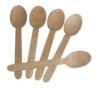 We Can Source It Ltd 100 Pack 160mm Wooden Birchwood Spoons Strong Disposable For Hot And Cold Foods