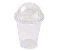 We Can Source It Ltd - 100 x 12oz Clear Plastic Smoothie Cups 12oz / 340ml + Dome Lids - Milkshake Cold Disposable Drinks Cups