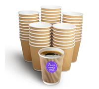 We Can Source It Ltd - 100 x 12oz Ripple Brown Kraft Paper Cups - Strong 3-PLY Disposable Insulated Coffee Cups - Leak-Proof Recyclable Drinking Cups for Hot Drinks, Tea, Coffee and Beverages