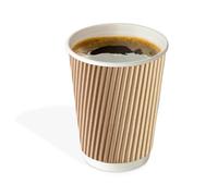 We Can Source It Ltd - 100 x 12oz Ripple Brown Kraft Paper Cups - Strong 3-PLY Disposable Insulated Coffee Cups - Leak-Proof Recyclable Drinking Cups for Hot Drinks, Tea, Coffee and Beverages