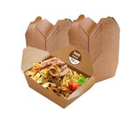 We Can Source It Ltd - 100 x No.3 Kraft Brown Food Boxes 70oz with Fold Lid | Disposable Takeaway Meal Containers for Noodles, Salad, Rice & Pasta - Stackable Lunch Boxes for Cafe, Hotel & Food Delivery