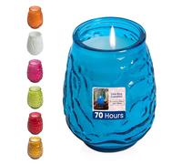 We Can Source It Ltd - 12 x Low Boy Glass Jar Candles with 70 Hour Burn Time - Blue Wax Jars for Home, Garden, Restaurant & Commercial Use - Lead-Free Cotton Wick
