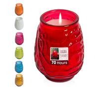 We Can Source It Ltd - 12 x Low Boy Glass Jar Candles with 70 Hour Burn Time - Red Wax Jars for Home, Garden, Restaurant & Commercial Use - Lead-Free Cotton Wick