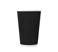We Can Source It Ltd - 12oz Black Ripple Paper Coffee Cup - Plastic Free, Compostable and Biodegradable Cups - 100pc