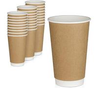 We Can Source It Ltd - 12oz Brown Insulated Takeaway Cups with Black Lids - Disposable Double Wall Paper Cups for Coffee and Cold Drinks - Pack of 200