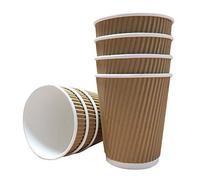 We Can Source It Ltd - 12oz Disposable Kraft Triple Wall Paper Cups with Black Lids - For Tea Coffee Cappuccino Hot Drinks - Eco-Friendly Drinkware 100% Recyclable - 100 Pack