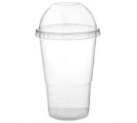 We Can Source It Ltd - 12oz Plastic Smoothie Cups with Dome Lids- Ideal for Iced Drinks, Smoothies, Juices, Milkshakes, Cold Coffee - 100% Disposable & Recyclable (1000)
