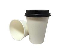 We Can Source It Ltd - 12oz Single Wall White Paper Cups with Black Sipper Lids - Great for Tea, Coffee, Cappuccino, Hot Drinks - Eco-Friendly 100% Compostable Recyclable- 50 Pack