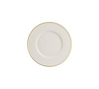 We Can Source It Ltd 17cm Fine China Starter Plates Set of 6, Bone White Round Dessert Dishes, Gold Rim Small Side Plates for Cake & Appetisers